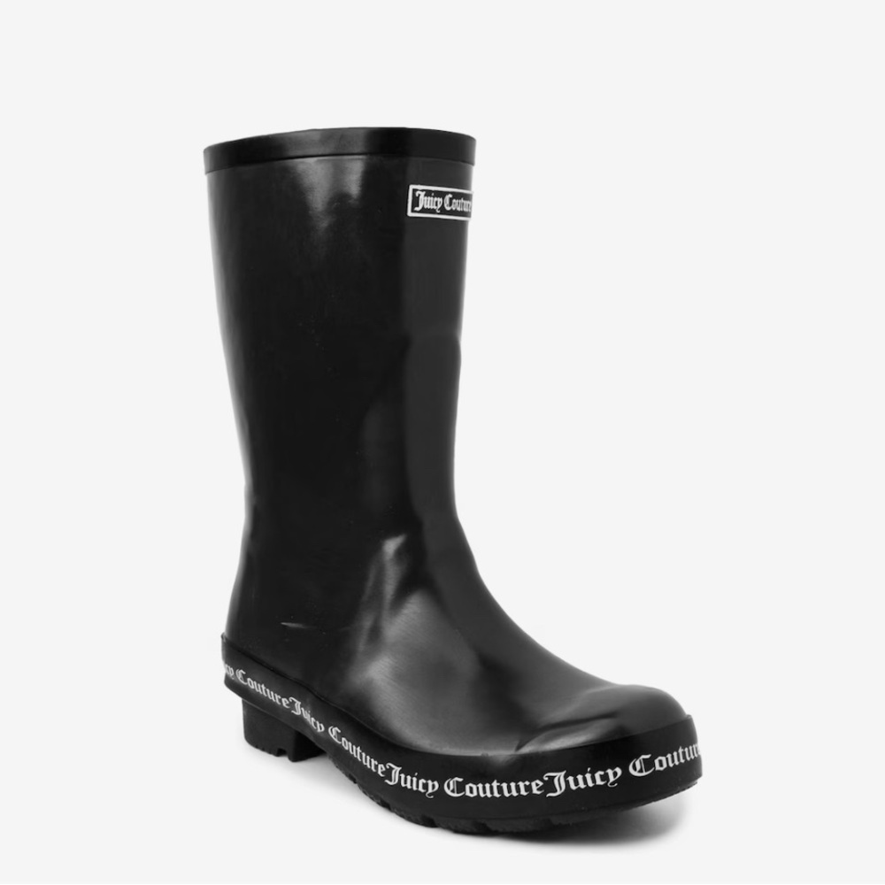 Juicy Couture Women's Black Rain Boots Size 7M Mid-Calf Waterproof